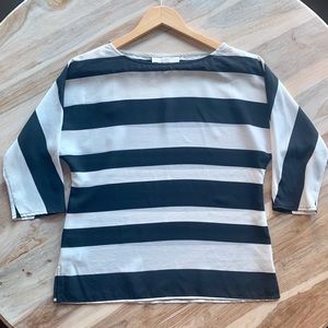 Ann Taylor Loft Petites Navy and White Striped Top